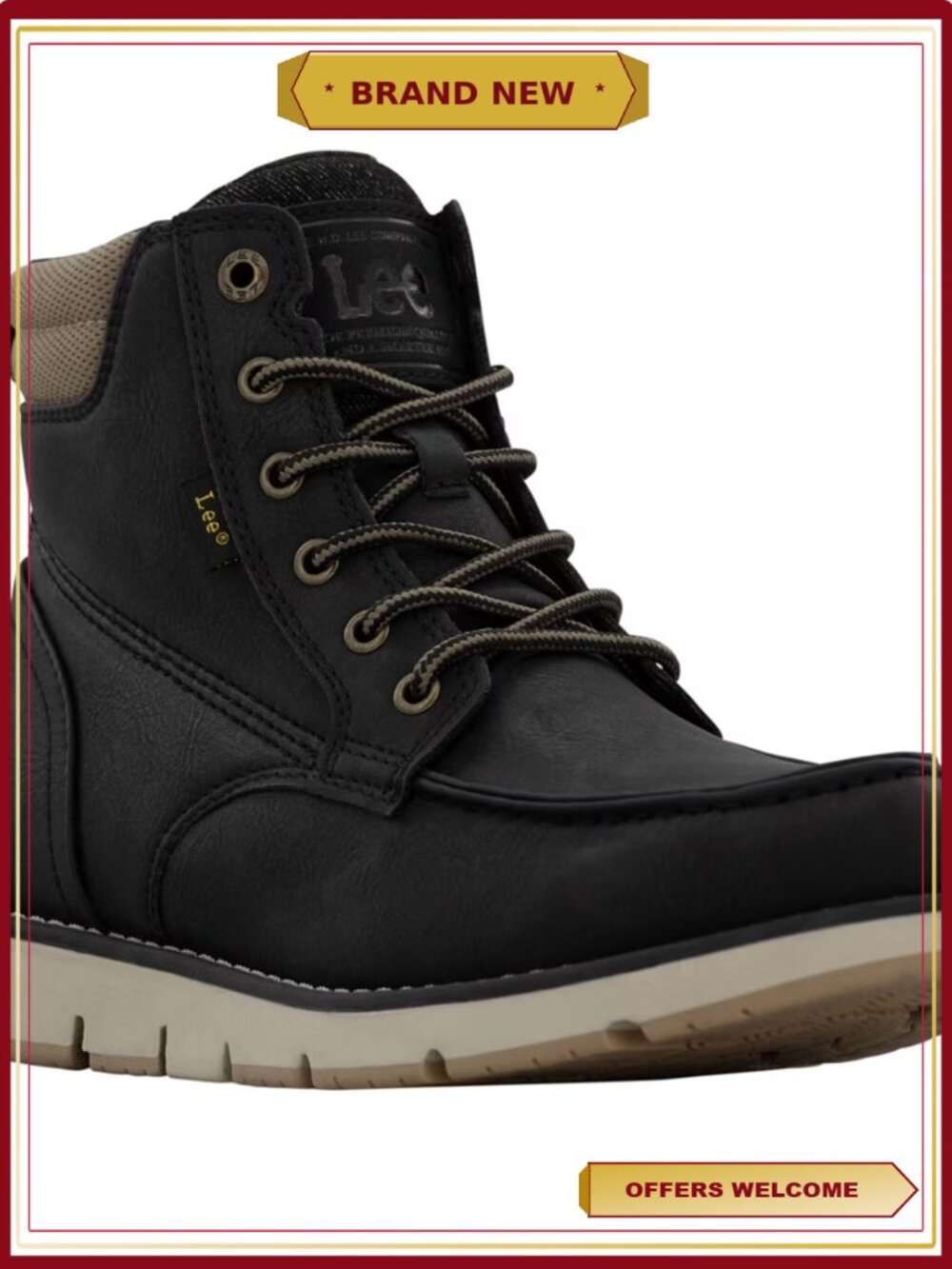 Men's Lace Up Boots Synthetic Upper Denim Accents Padded Plaid Wool - Picture 1 of 4